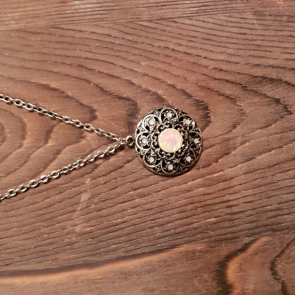 Faux opal pendant necklace